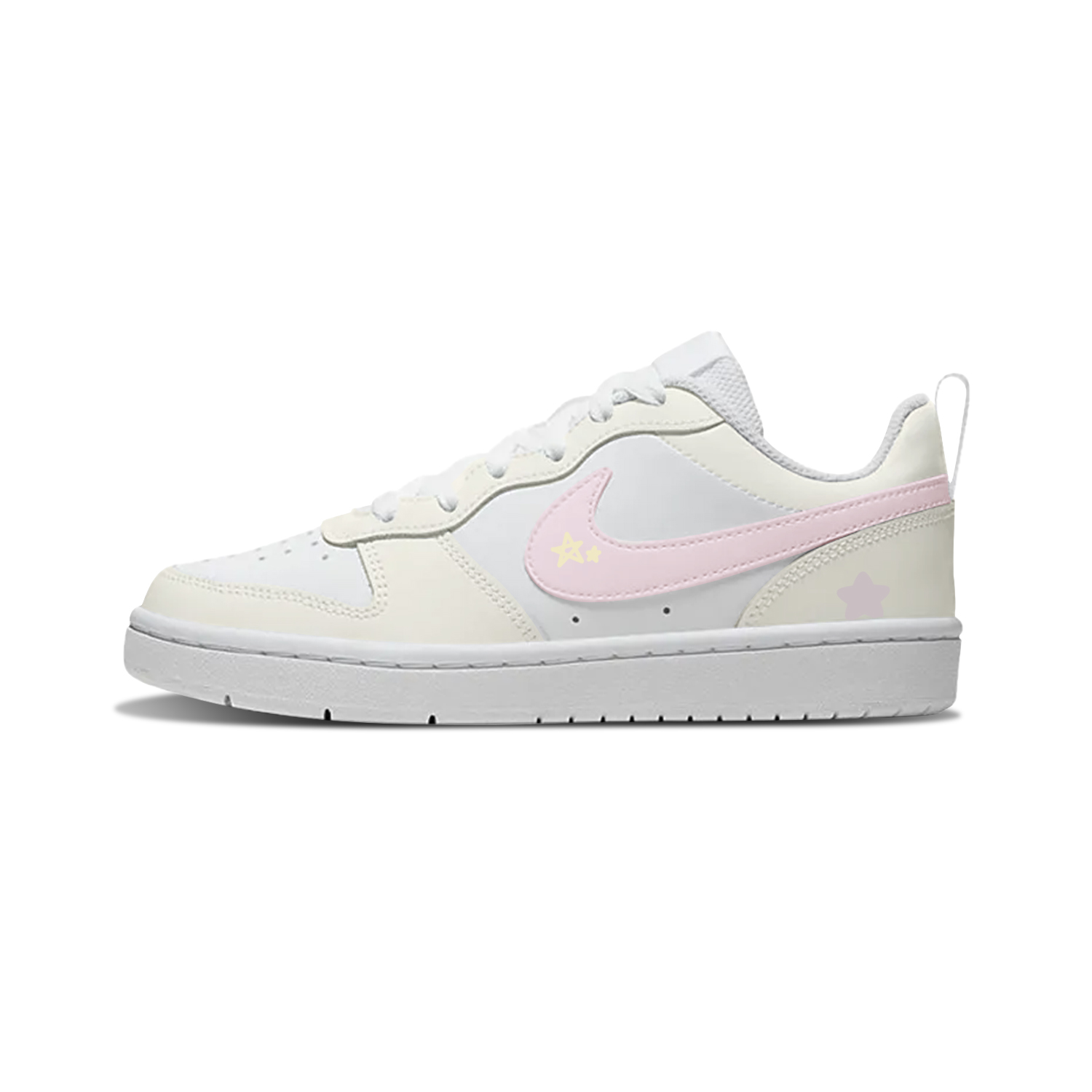 

Nike Court Borough Bright Stars нескользящие устойчивые к истиранию скейтерские кроссовки White Pink детские