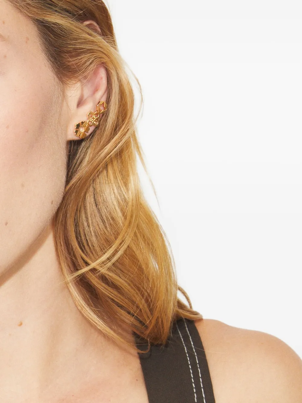 

Серьги-гвоздики с цветочным шестиугольником Tory Burch, золотой
