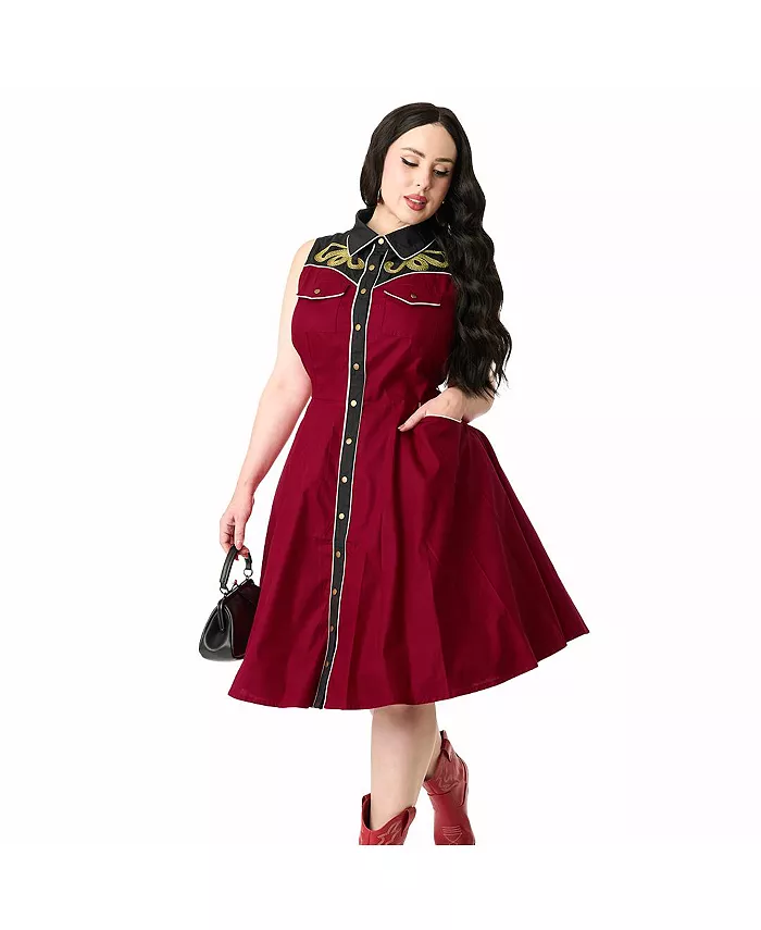

Платье-клеш в стиле вестерн Unique Vintage, красный