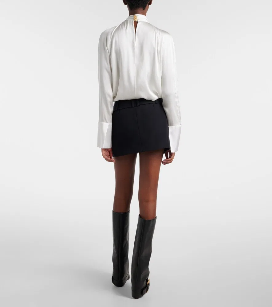 Мини-юбка Grain de Poudre из натуральной шерсти Balmain, черный — фото 3
