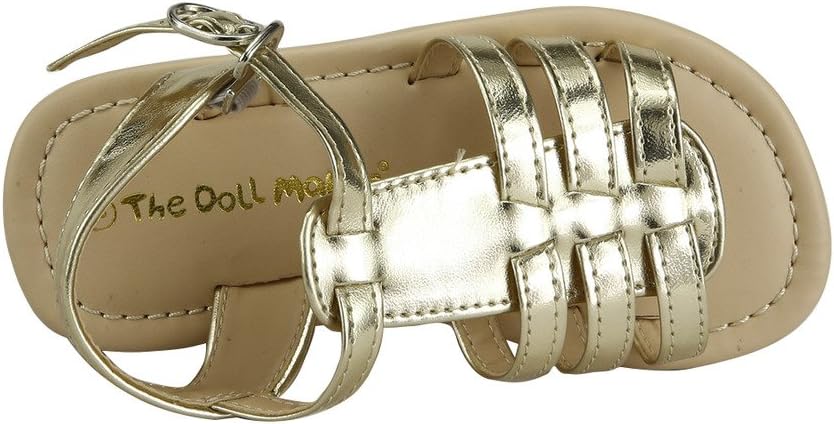 Сандалии с открытым носком и ремешком от The Doll Maker, золотой — фото 4