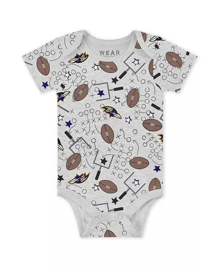 Комплект для новорожденных Baltimore Ravens Turn Me Around из 3 предметов: боди и штанишки для мальчиков и девочек Wear By Erin Andrews — фото 3