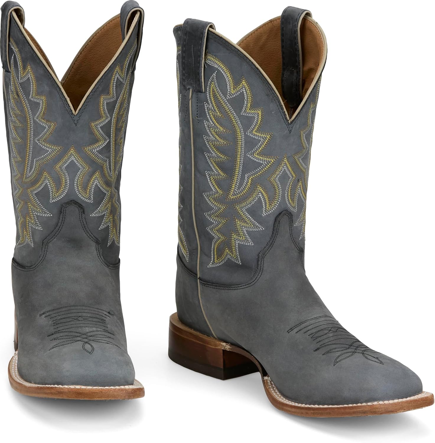 

Мужские ковбойские сапоги Justin Rancho 11 Western Leather - прочные, классический дизайн, комфортная посадка, идеально подходят для ранчо и родео, серый