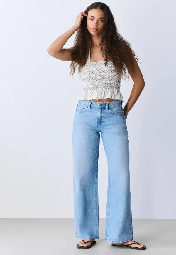 Джинсы Regular fit Next, модель Authentic High Rise City Wide Leg, цвет светло-голубой — фото 2