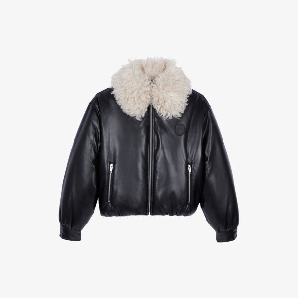 

Куртка из искусственной кожи с воротником из искусственной шерпы The Kooples, черный