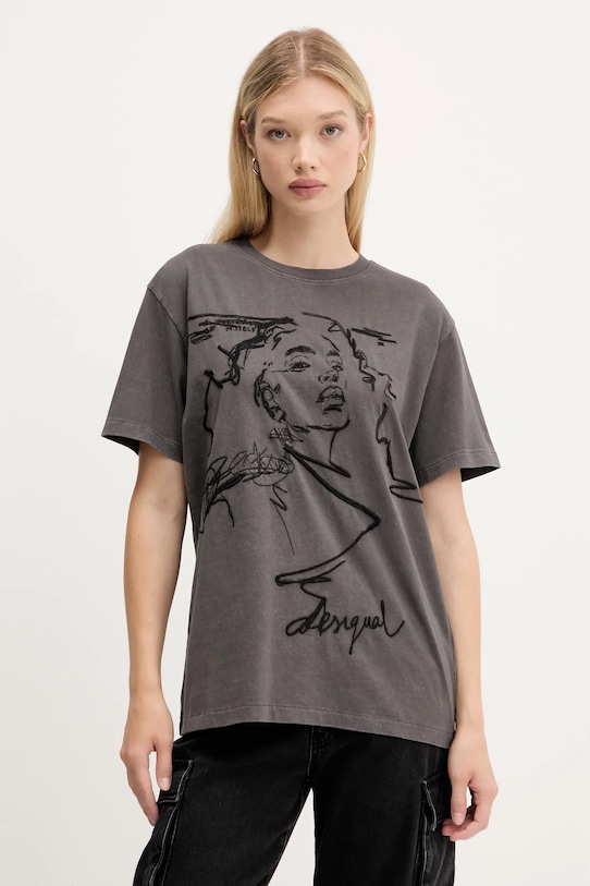 

Хлопковая футболка BUDAPEST Desigual, серый