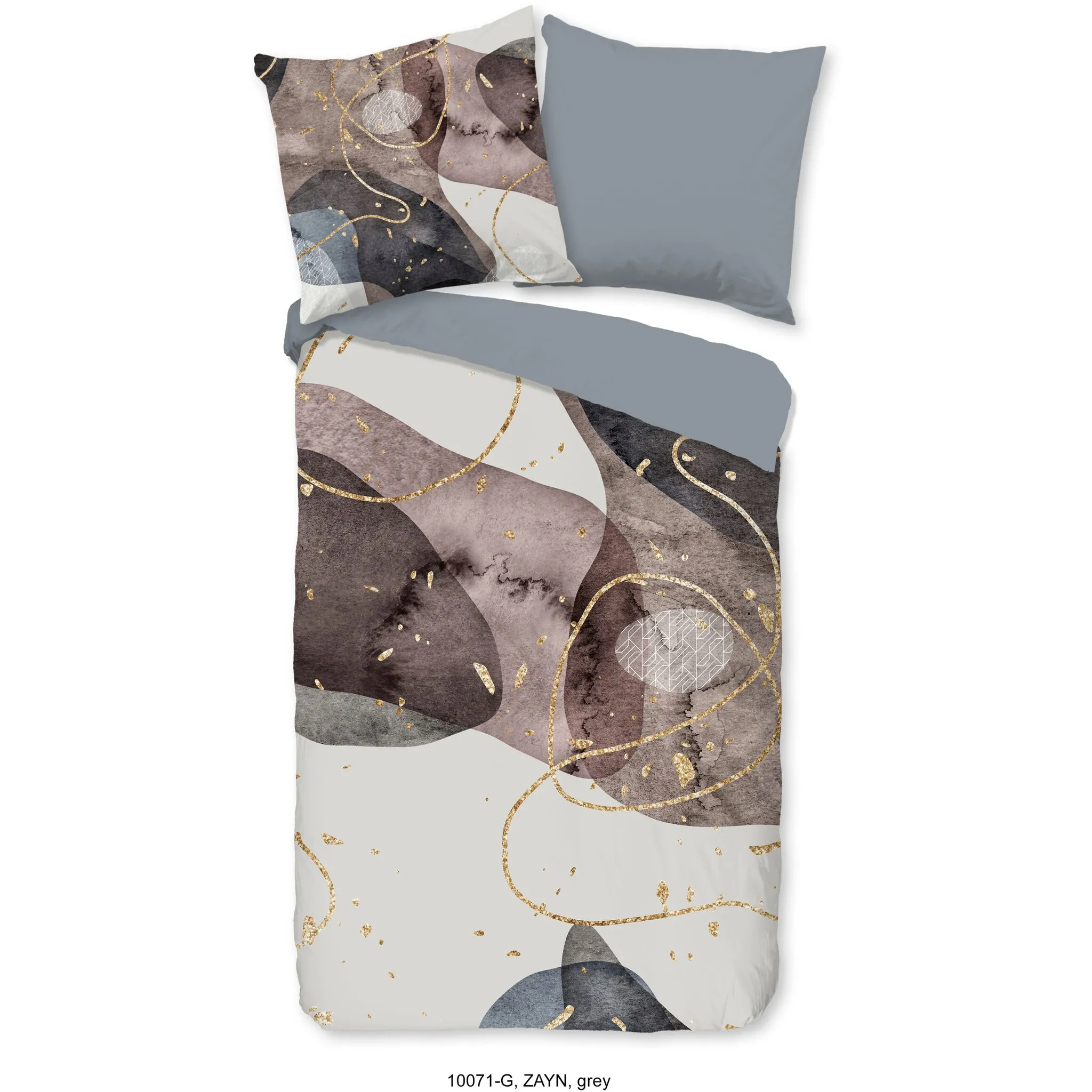 

Двустороннее постельное белье доброе утро "Zayn", хлопок, 135х200, 2 предмета, молния, двусторонний вид, абстрактное Good Morning, серый