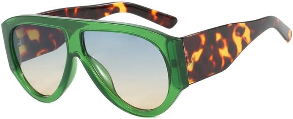 

Популярные модные женские солнцезащитные очки-пилот конфетных цветов, ретро-очки с широкими дужками для мужчин, трендовые панк-солнцезащитные очки с градиентом SKFGNX, Green Blue Tea