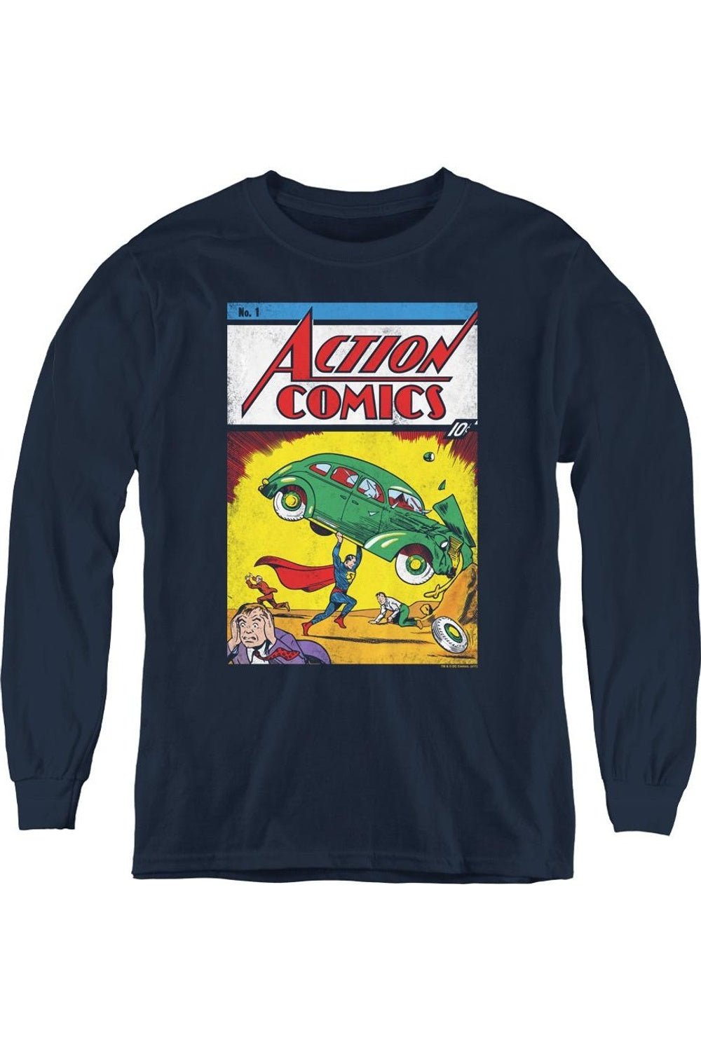 

Футболка с длинным рукавом для подростков Superman Action No 1 Gildan, темно-синий