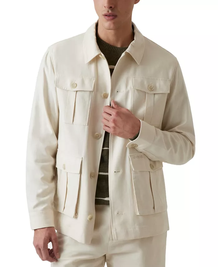 

Мужская сахарская рубашка-куртка Regular-Fit из твила GUESS, коричневый