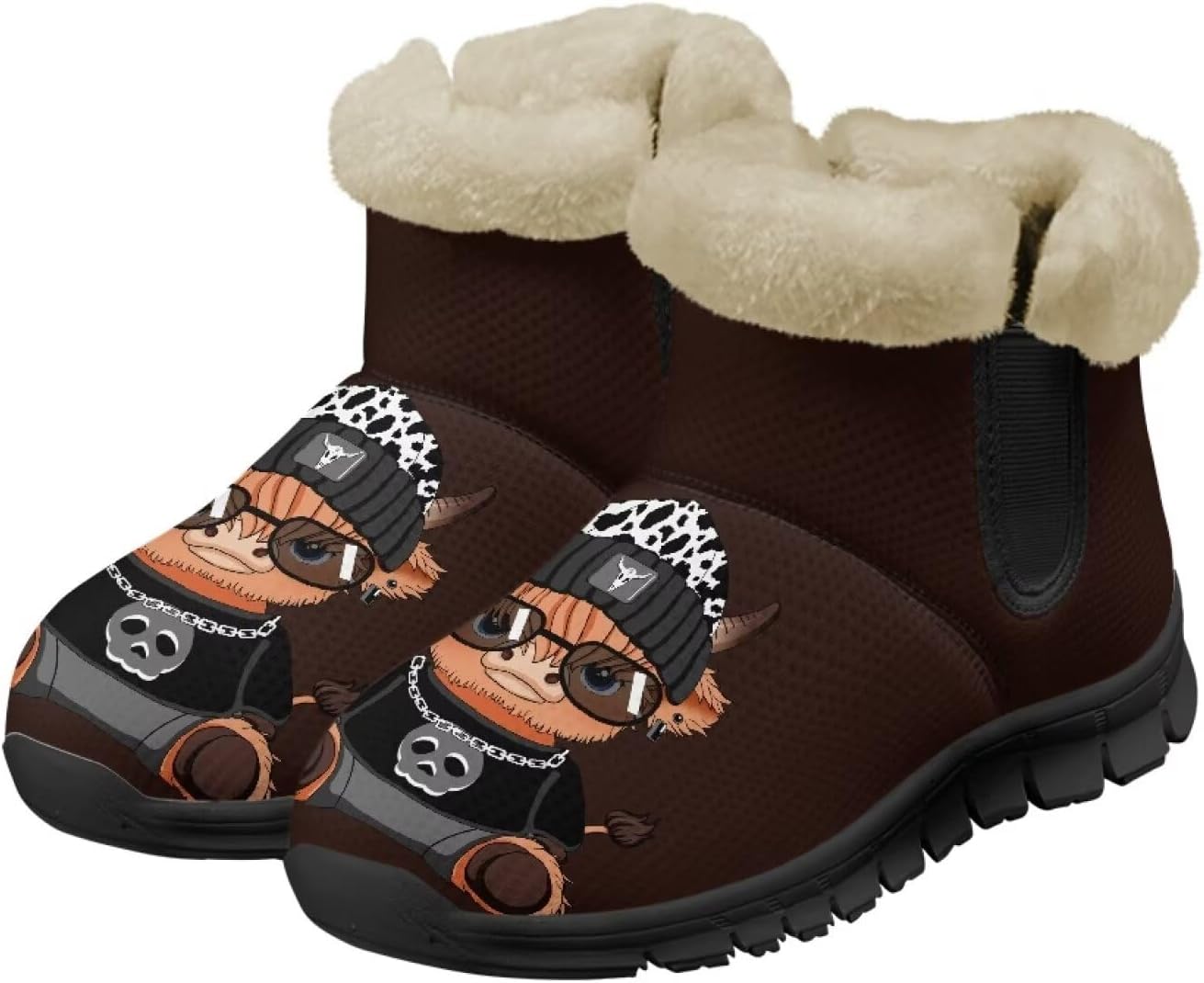 

Мужские зимние снегоходные ботинки Qoiuvncy, утепленные мехом, ботильоны с мягкой подкладкой, нескользящие, удобные, с легким надеванием, короткие ботинки для прогулок на улице, размер США 7-13, Hipster Ox