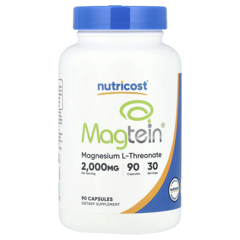 

Nutricost, Magtein, L-треонат магния, 2000 мг, 90 капсул (666 мг на капсулу)