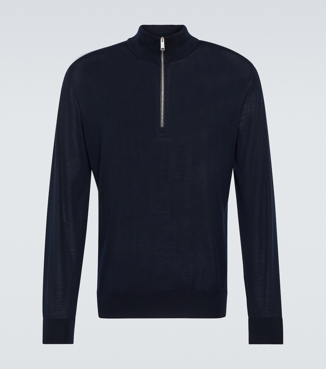 

Шерстяной свитер с застежкой-молнией на половину длины Zegna, цвет navy blue