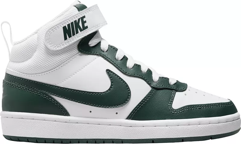 

Детские кроссовки Nike для начальной школы Court Borough Mid 2, белый/зеленый