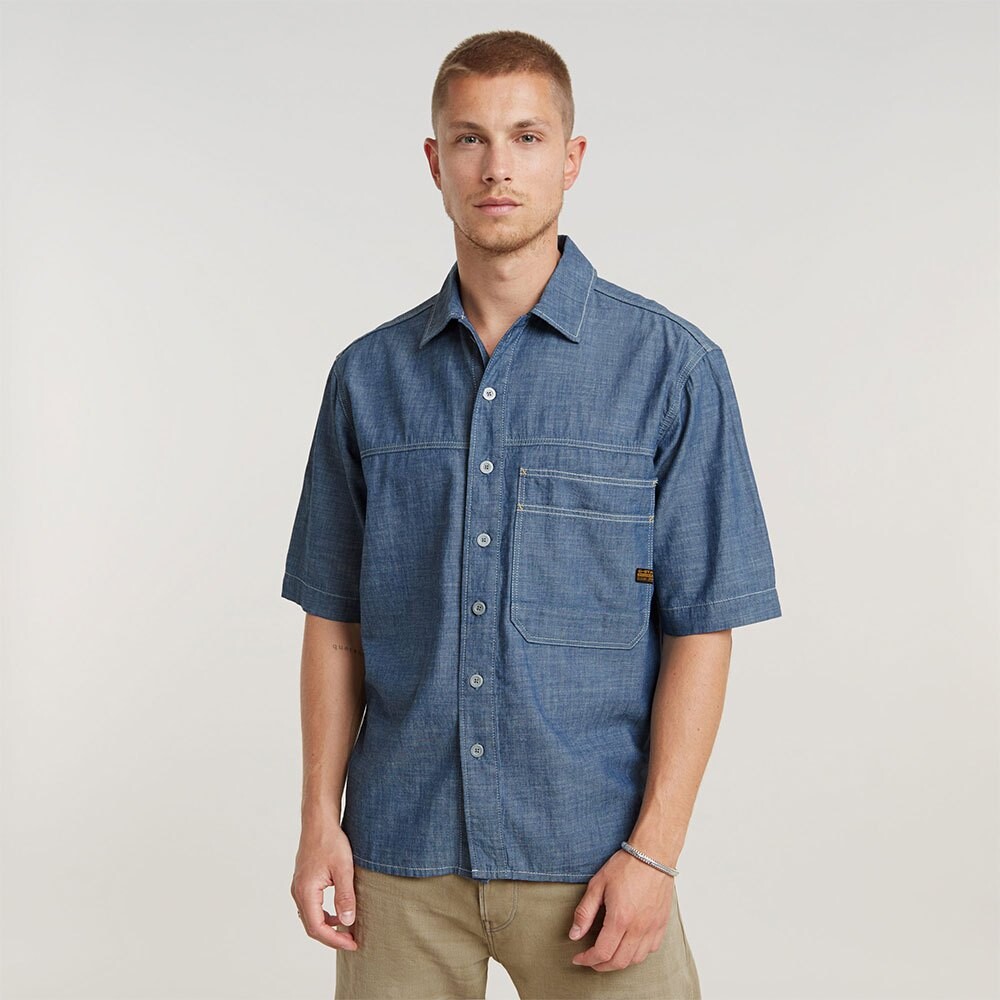 

Рубашка с коротким рукавом G-Star Double Pocket, синий