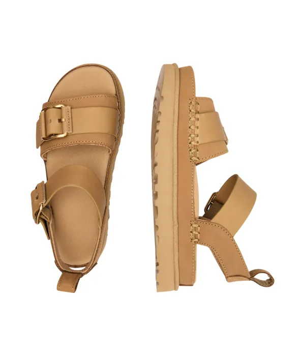 Кожаные сандалии с золотой виллой Ugg, коричневый — фото 4