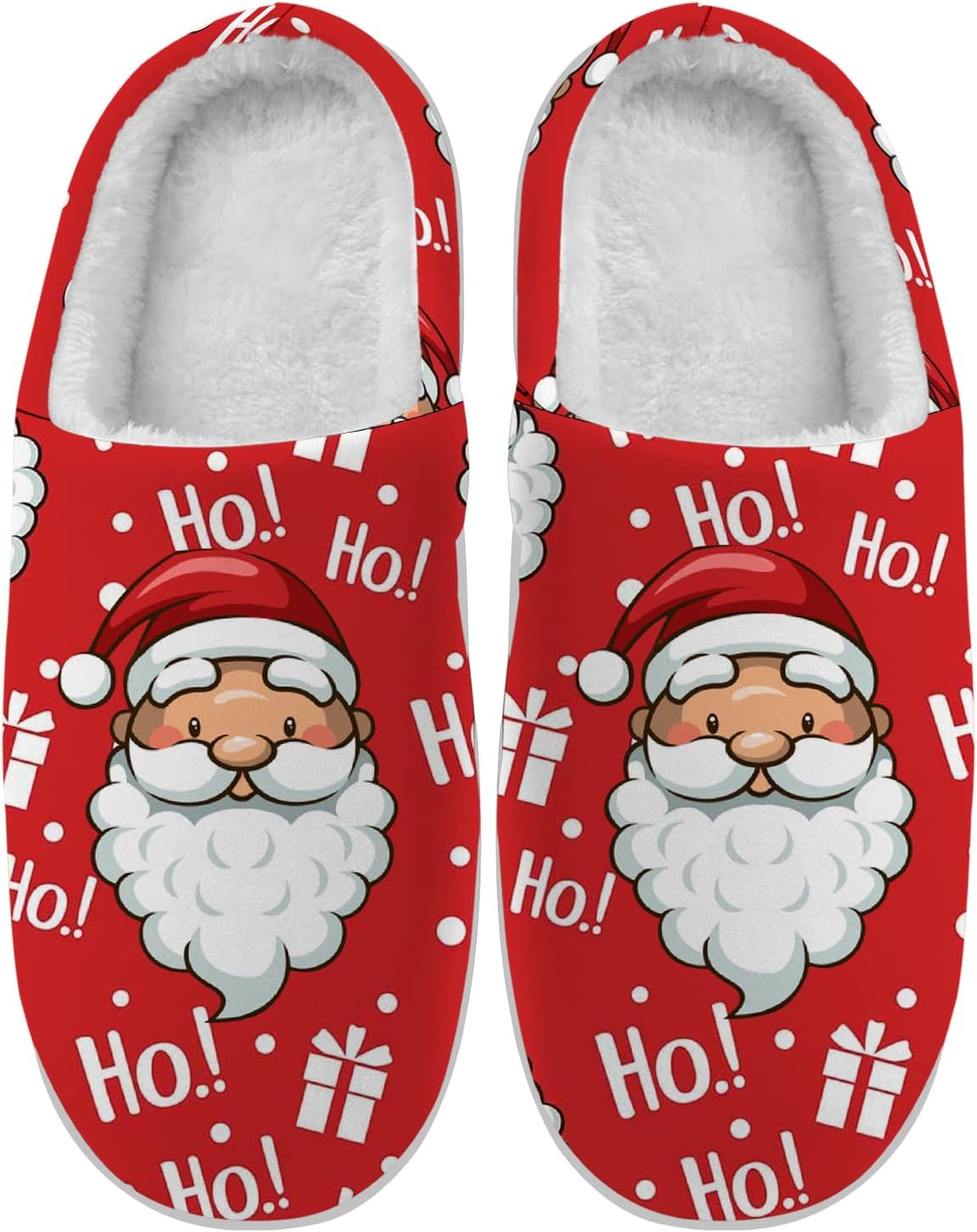 

Женские и мужские рождественские домашние тапочки Ciadoon, противоскользящие, с эффектом памяти, зимние домашние тапочки, подарок для мальчика и девочки, белый/красный