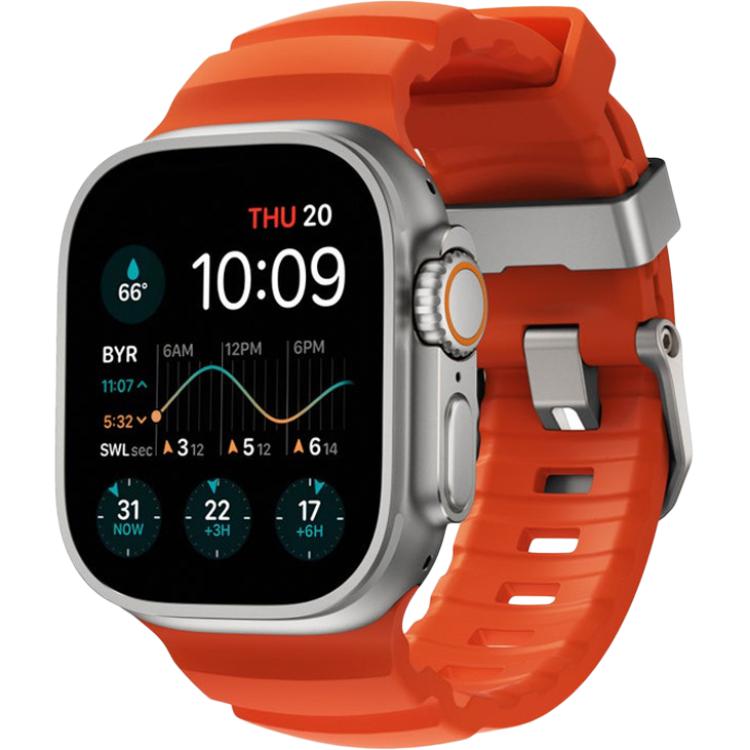 

Ремешок Apple совместимость FKM фторэластомер материал совместимость Apple Watch 49/45/44/42mm циферблат часов NOMAD, [titanium alloy buckle]volcano оранжевый
