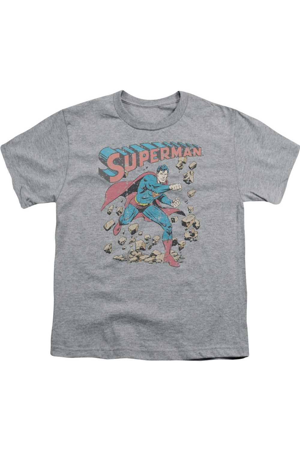 

Футболка с Суперменом, злящимся на камни, для детей Gildan, Athletic Heather