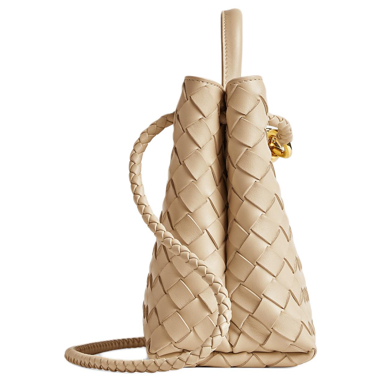 Andiamo Intrecciato женская маленькая сумка-кроссбоди из овчины цвет Cave Stone Bottega Veneta, basic set (bag+dust bag) — фото 2
