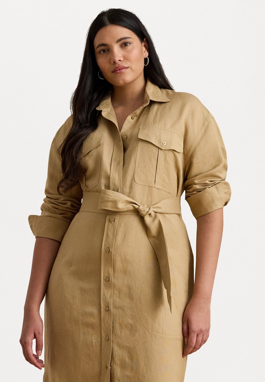 

Платье Lauren Ralph Lauren Woman LINEN BLEND SHIRTDRESS, Beige/Tan