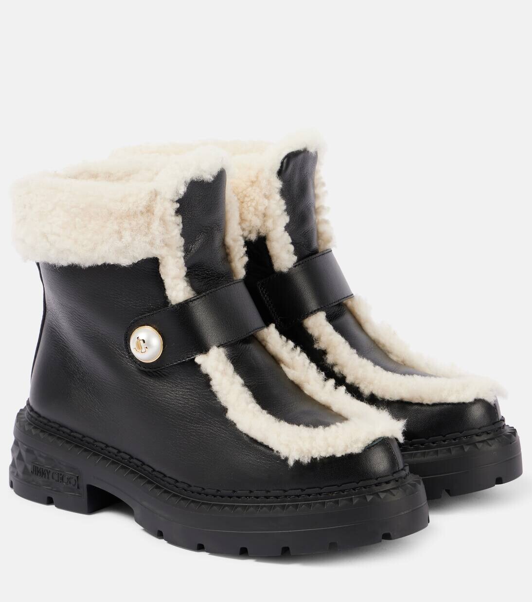Ботильоны из кожи с подкладкой из овчины Ши Jimmy Choo, цвет black/natural