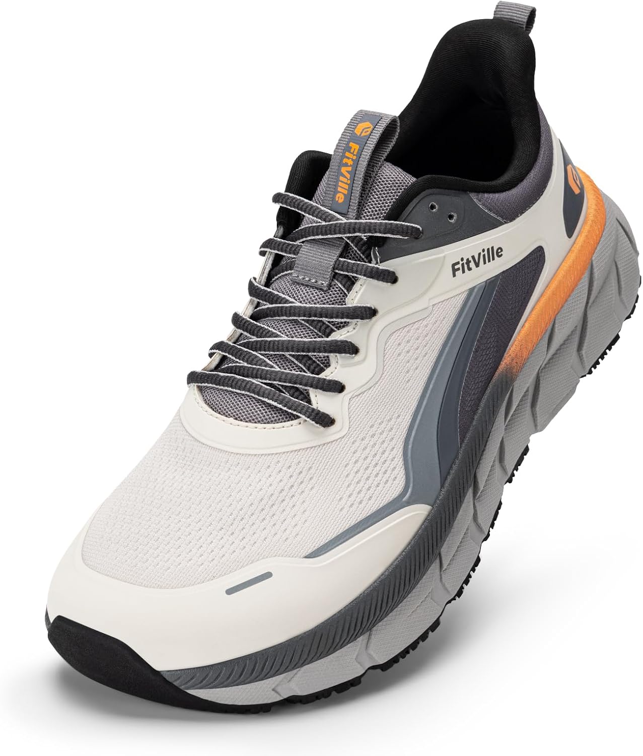 

Мужские кроссовки FitVille с широкой подошвой, удобные легкие беговые с широким носком, нескользящие с амортизацией, оранжевый