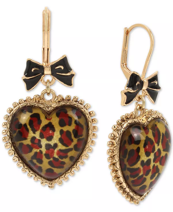 

Серьги-Подвески в форме сердца с золотистым леопардовым принтом Betsey Johnson, leopard