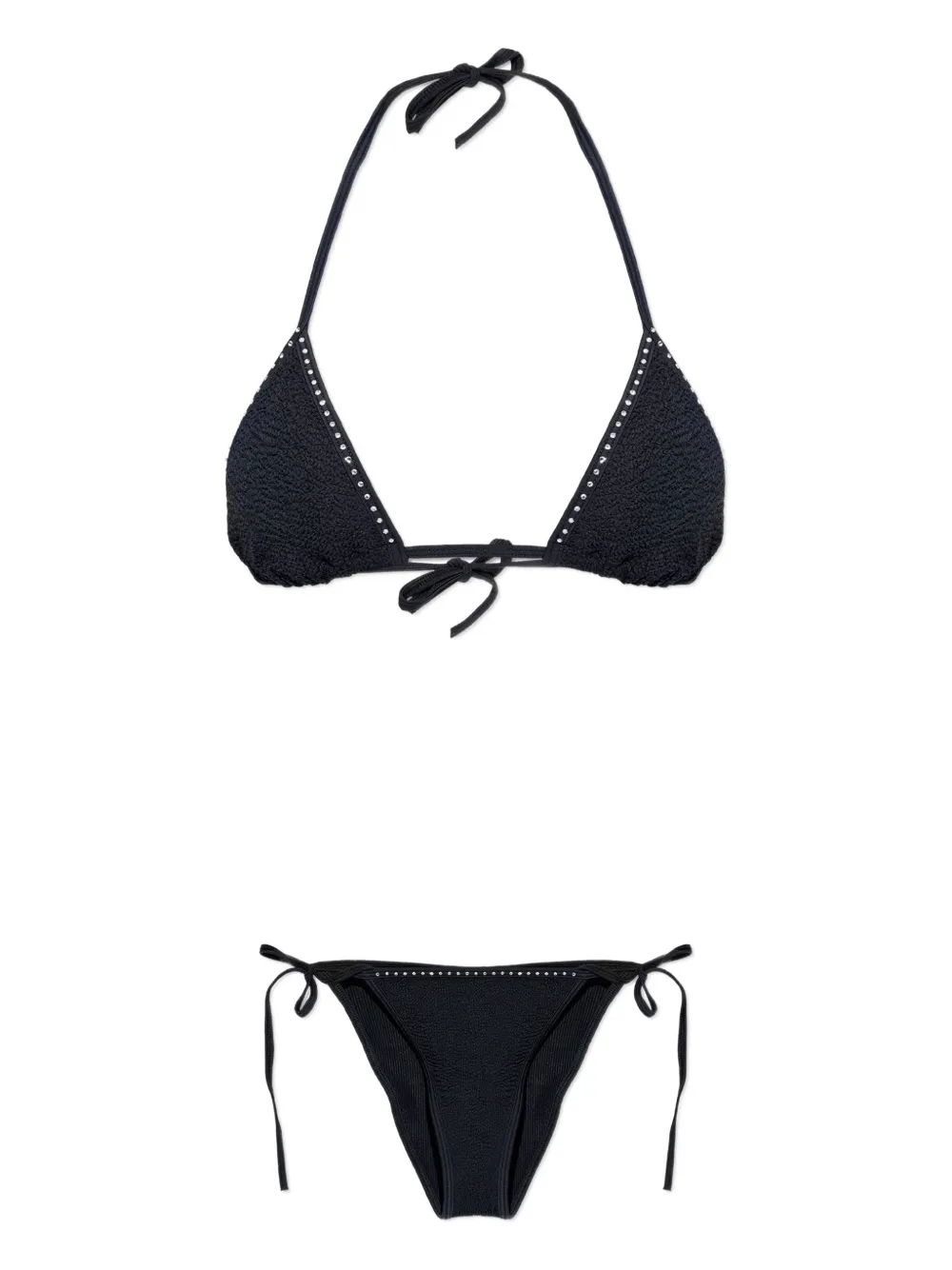 

Глянцевое бикини с эффектом мятости и кристаллами swarovski Hunza G, черный