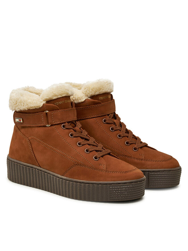 Ботинки Tommy Hilfiger Faux Fur Nubuck Low Lace-Up FW0FW08172, коричневый — фото 2