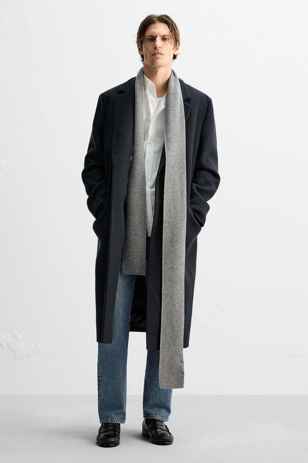 

Кожаные пенни-лоферы ZARA, черный