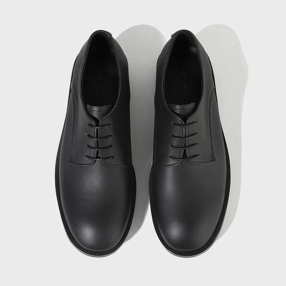 Мужские матовые чёрные дерби Firenze.A High Toe Line Pull-Up Leather с 4 отверстиями