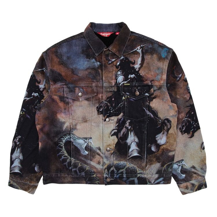 

Куртка Supreme x Frank Frazetta Faux Shearling Lined Trucker Jacket Multicolor, разноцветный