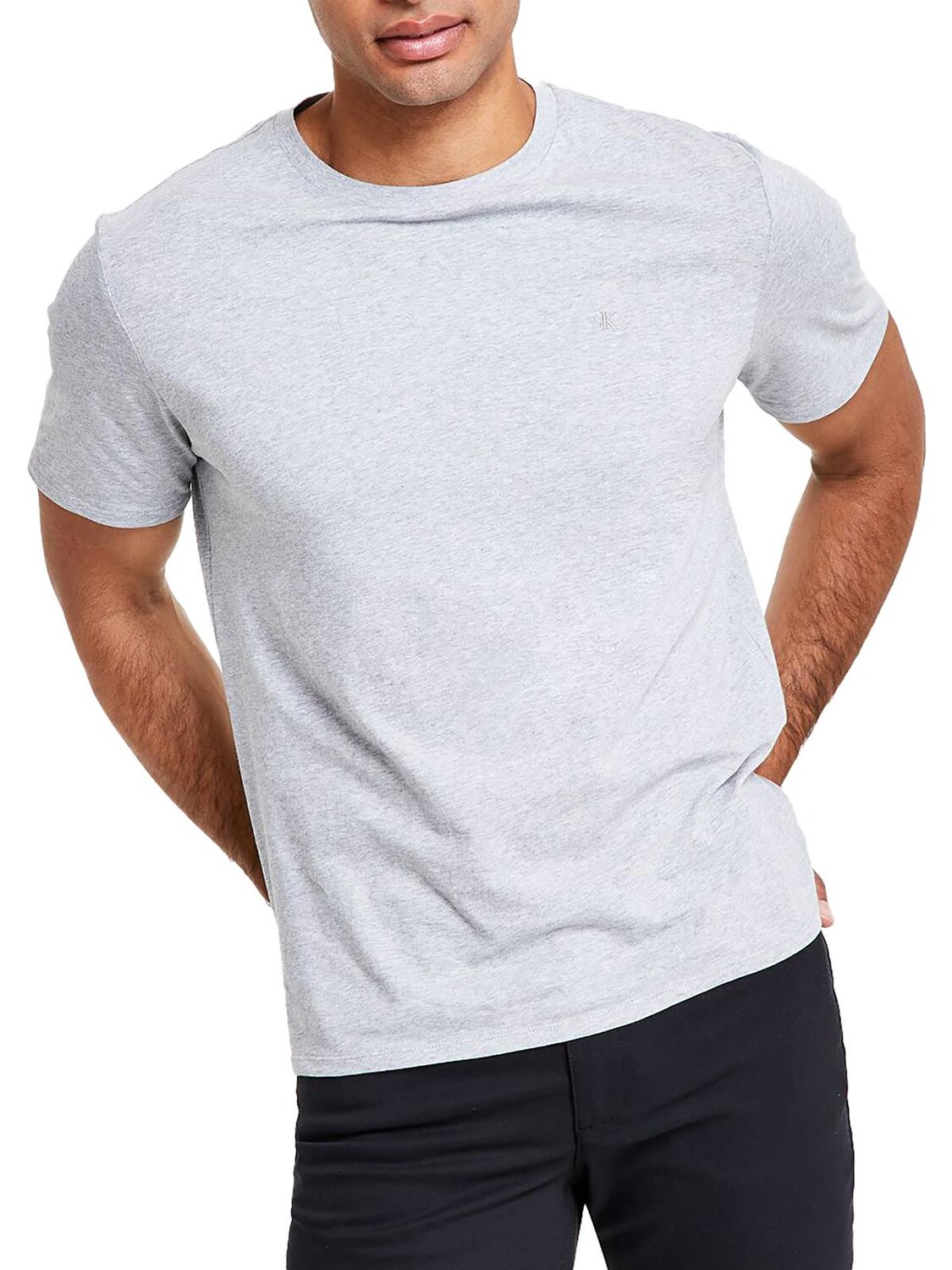 

Мужская хлопковая футболка с круглым вырезом Calvin Klein, цвет Heroic Grey Heather