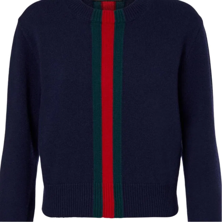 Свитер женский GUCCI Crew Neck, Классический крой, Синий — фото 3