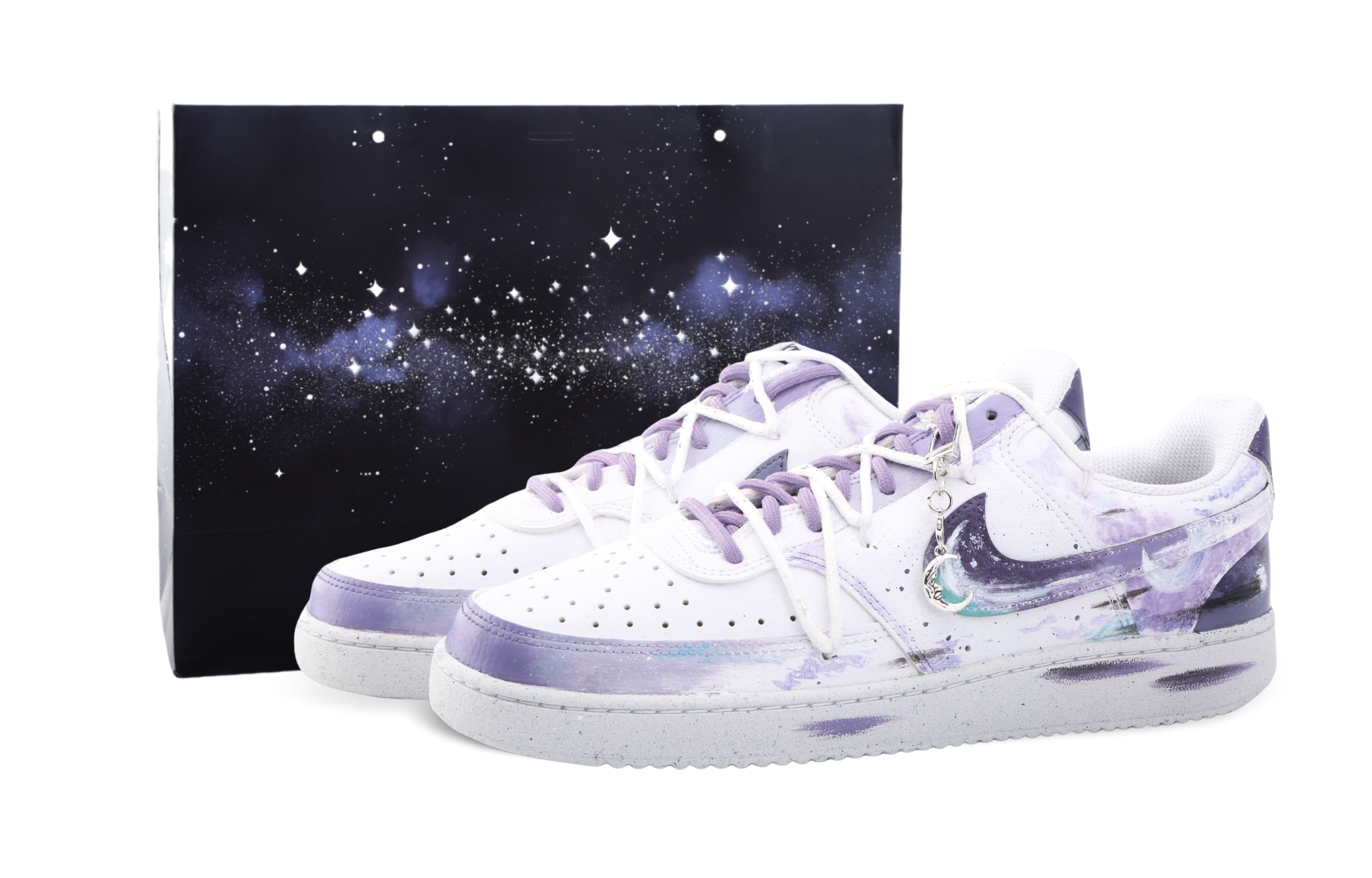 

Nike Кроссовки для скейтбординга Court Vision 1 Drippy Meditation Space Abrasion Resistant Low top мужские Purple