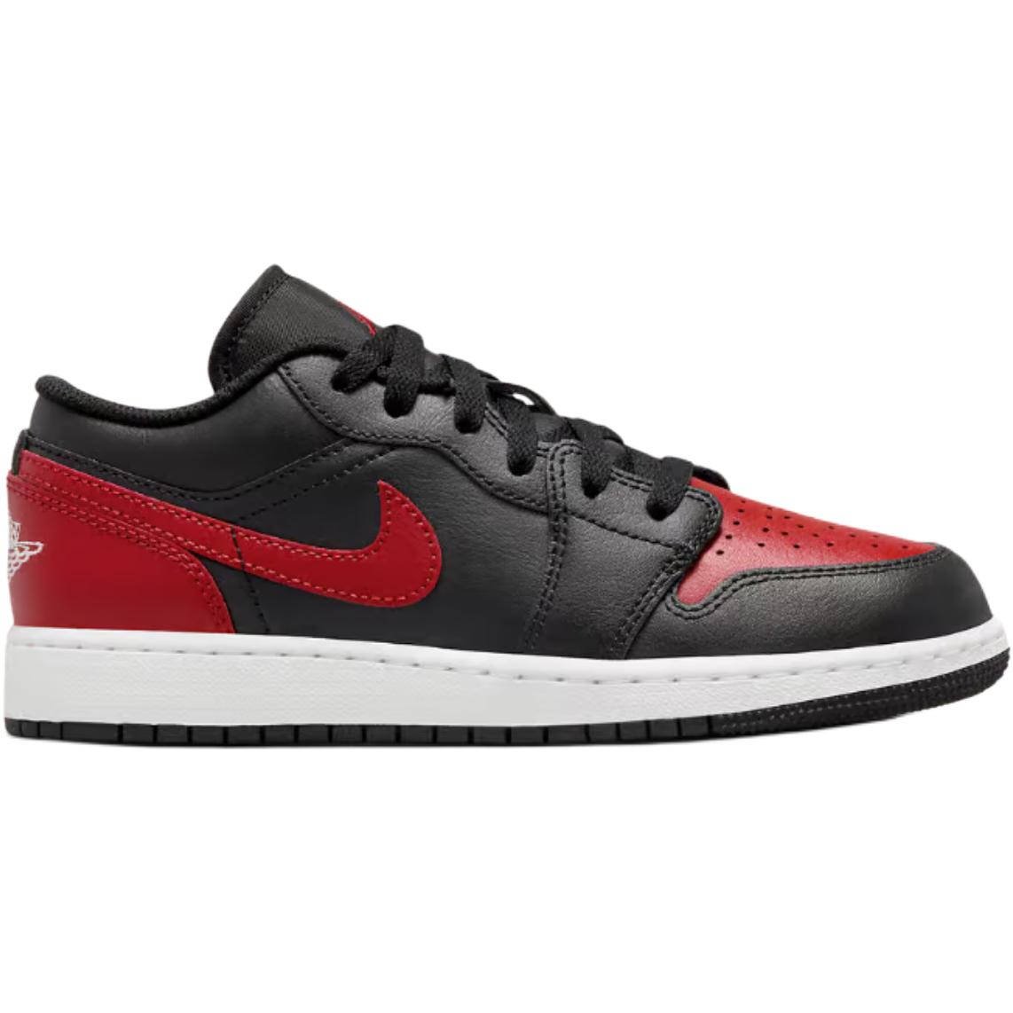 Jordan Air 1 нескользящие износостойкие низкие детские баскетбольные кроссовки black red — фото 3
