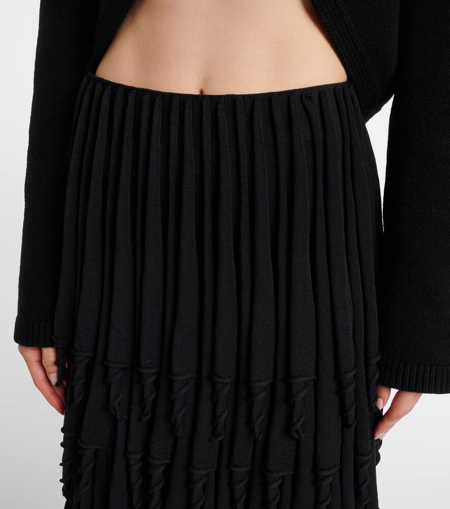 Многоярусная шерстяная и шелковая макси-юбка Alaïa, Noir Alaia — фото 4