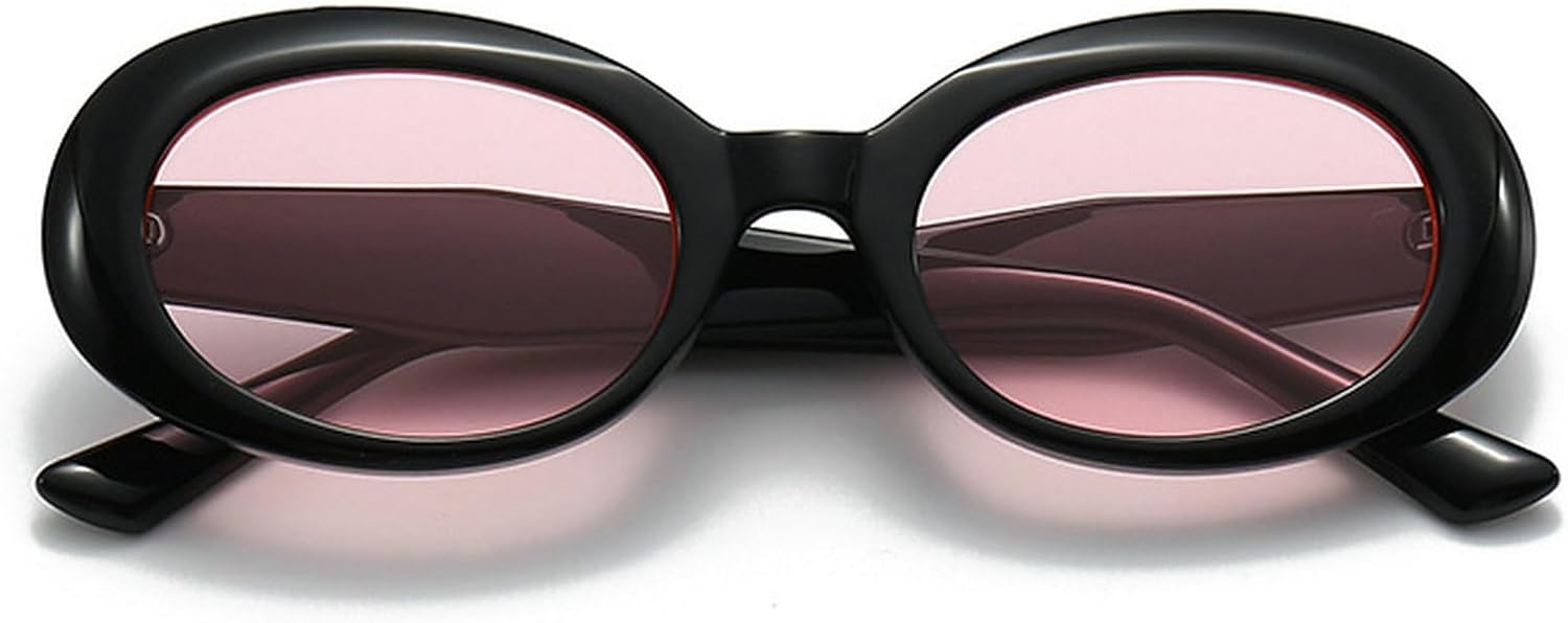 

Ретро овальные солнцезащитные очки для женщин в стиле 90-х, маленькие круглые солнцезащитные очки с защитой от УФ-излучения, модные мужские солнцезащитные очки mincl, Black Light Pink