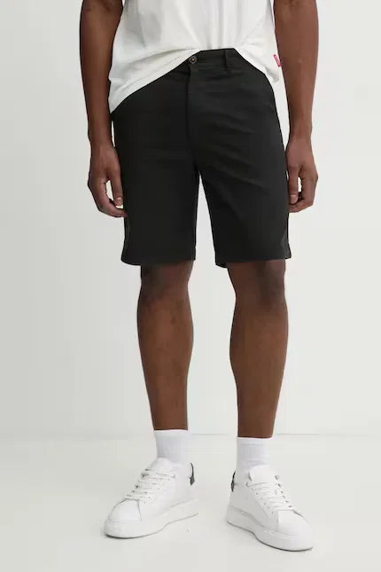 Шорты хлопковые chino BOSS Orange, черный