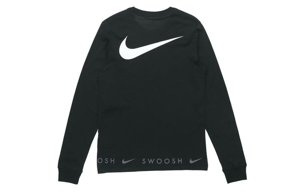 Футболка спортивная с надписью swoosh casual sports с круглым вырезом и длинным рукавом Nike, черный — фото 2