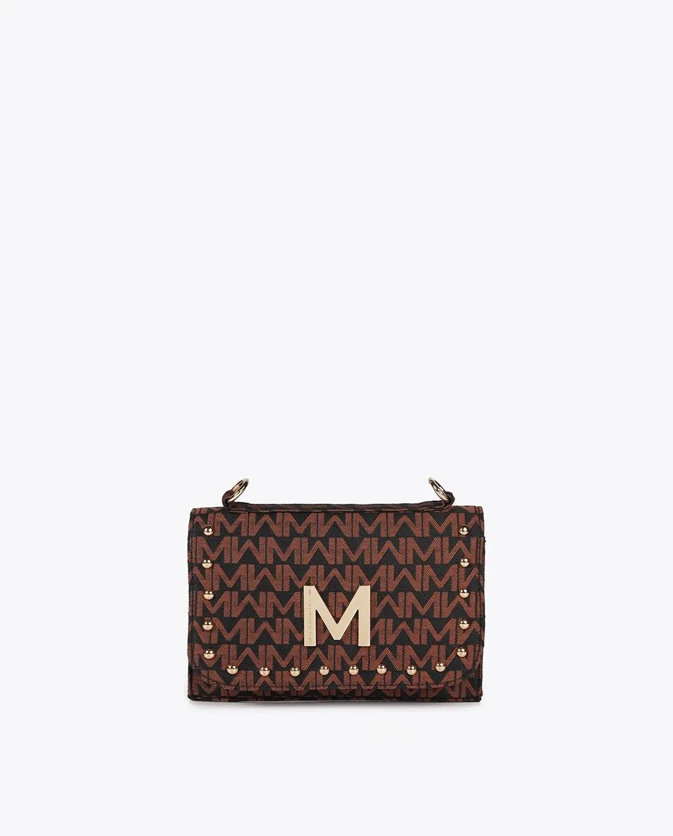 

Женская сумка через плечо с жаккардовым клапаном с монограммой Lola Casademunt, коричневый