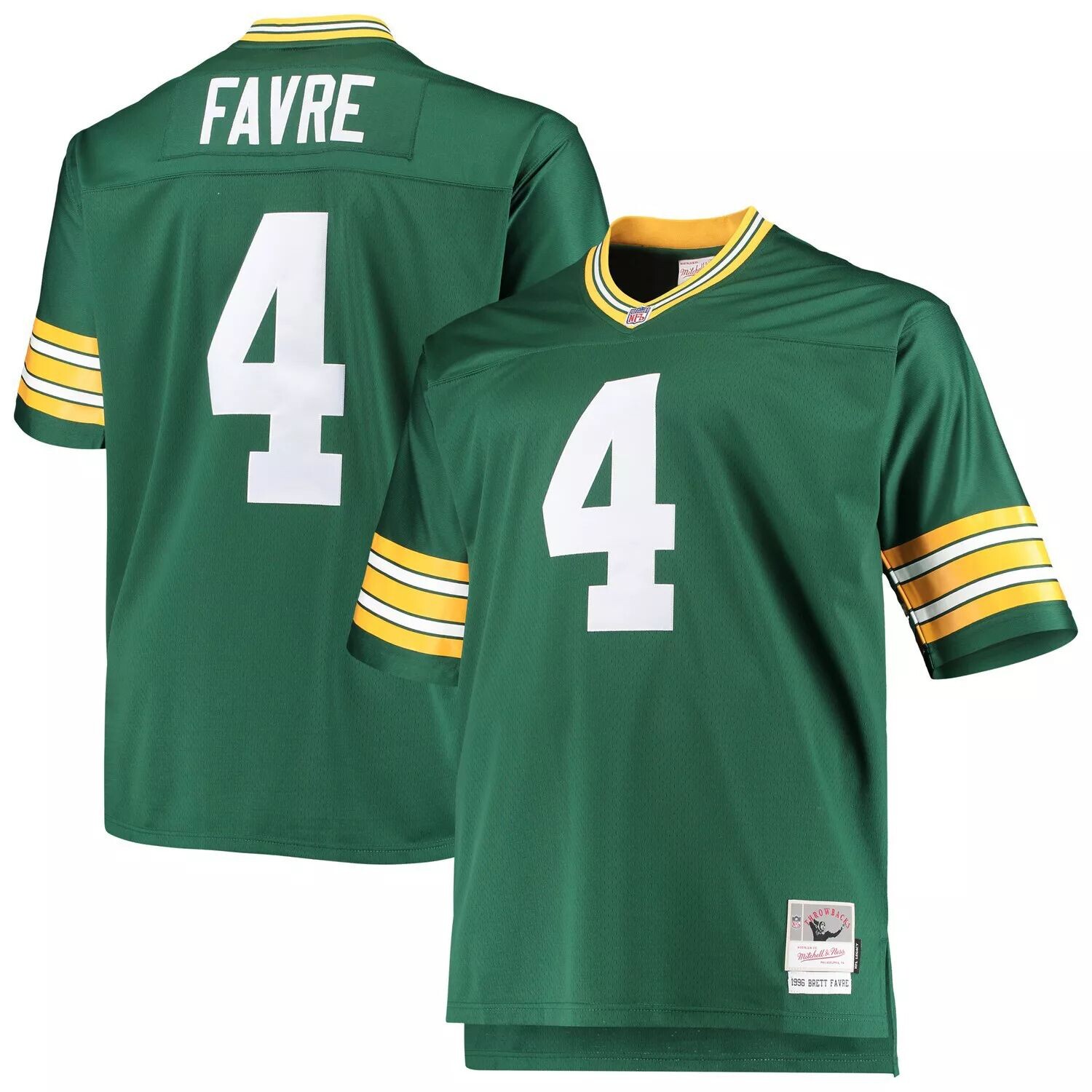 

Мужская футболка Mitchell & Ness Brett Favre Green Green Bay Packers Big & Tall 1996, реплика вышедшего на пенсию игрока