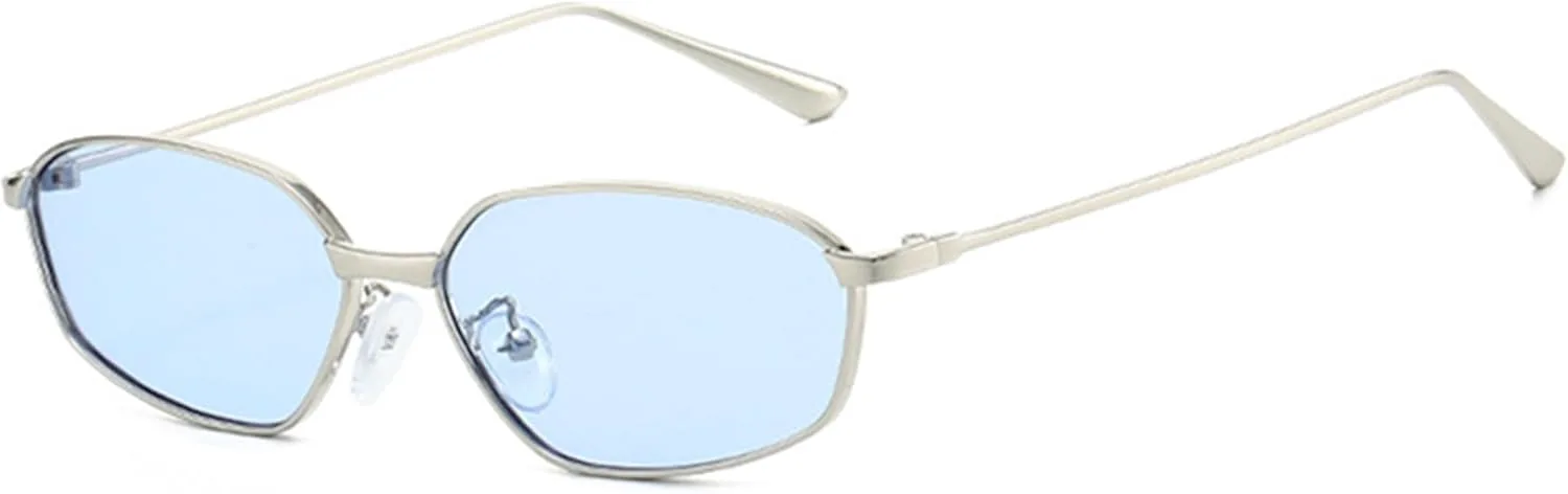 

Солнцезащитные очки bullabulling маленькие овальные для женщин и мужчин, в стиле ретро 90-х, металлические, с защитой от УФ-излучения UV400, Silvery Blue