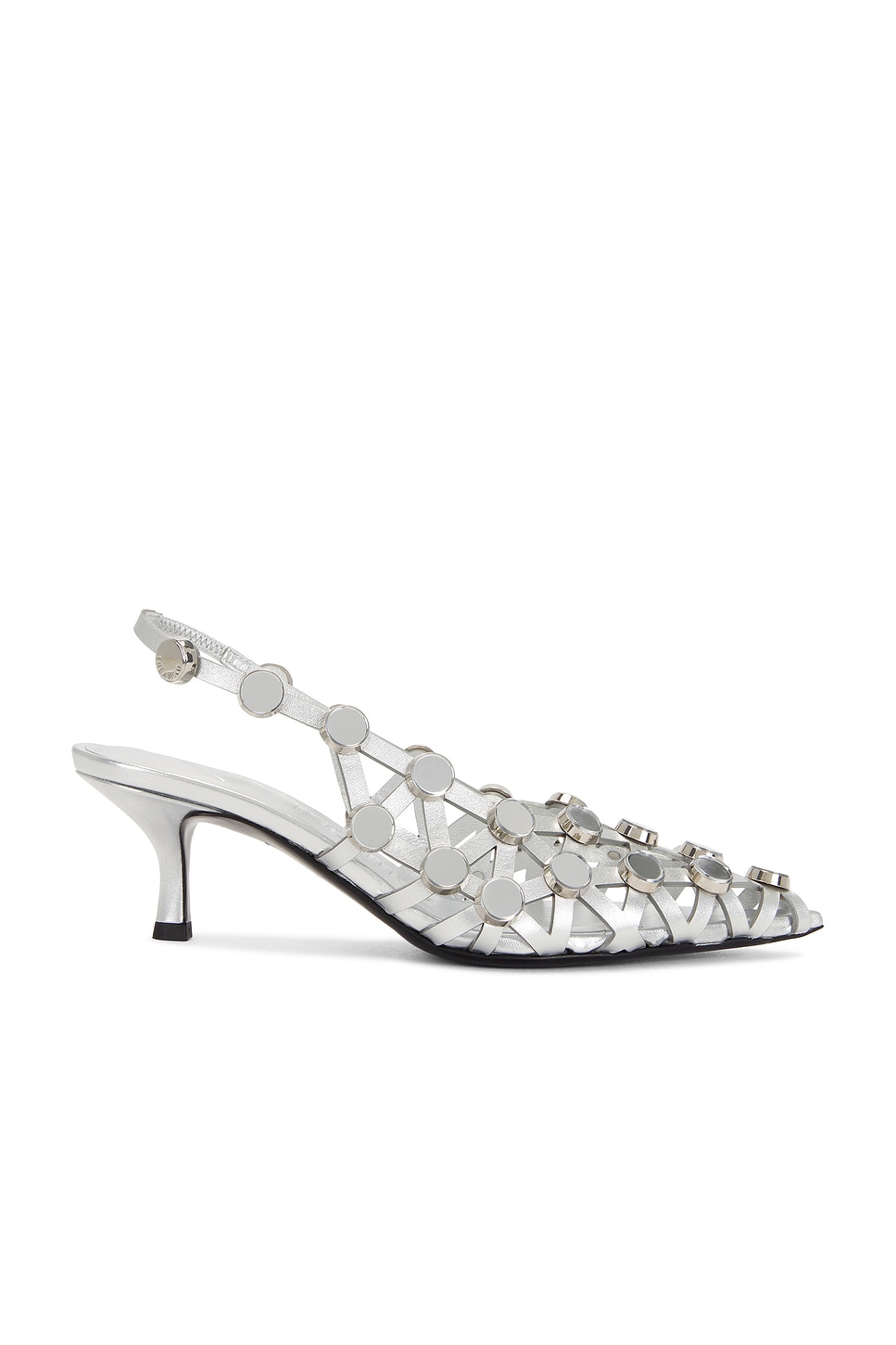 Шлепанцы Grid 50mm Slingback The Attico, Silver