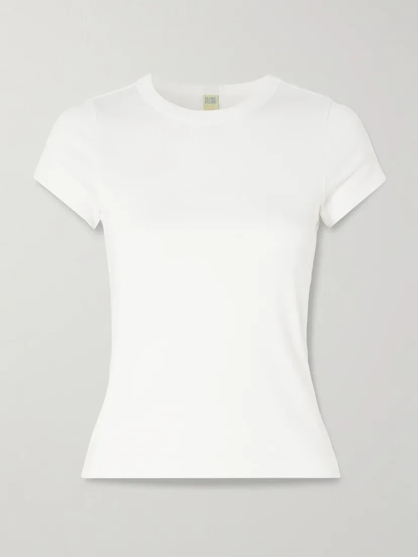 Футболка из майки из органического хлопка в рубчик Car Baby Tee FLORE FLORE, белый