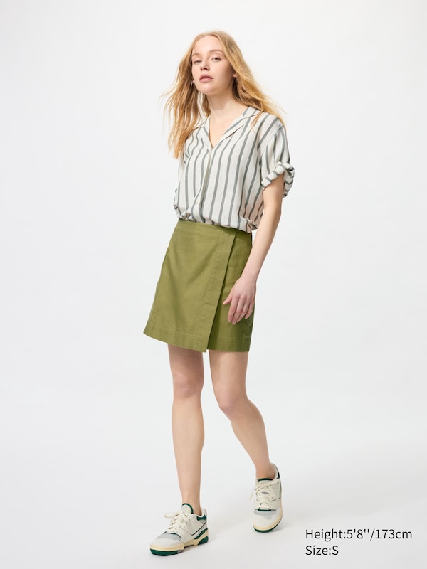 

Юбка-Шорты из льняной смеси Uniqlo, зеленый