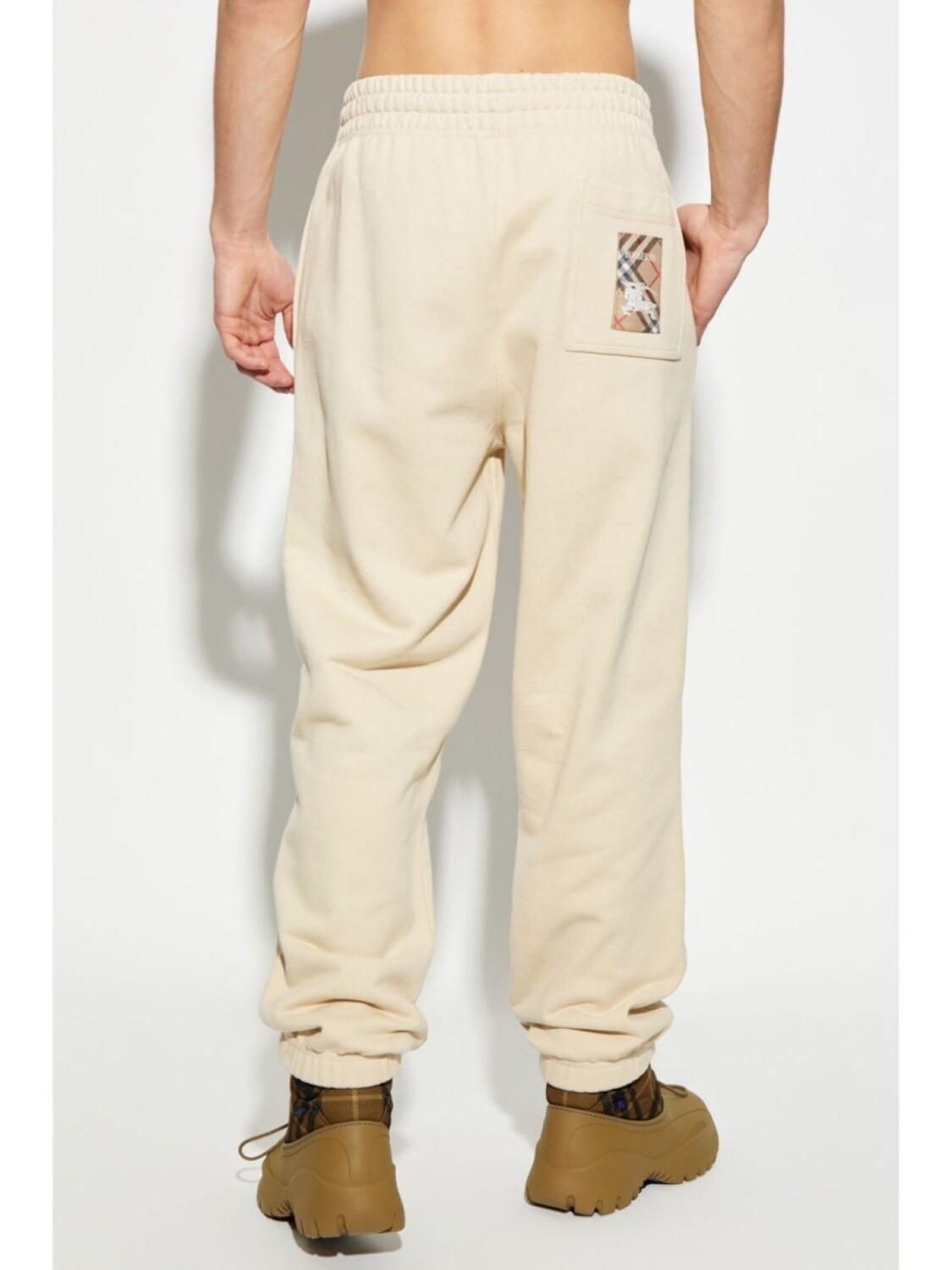 Спортивные штаны Burberry Хлопок Check Label, нейтральный цвет — фото 4