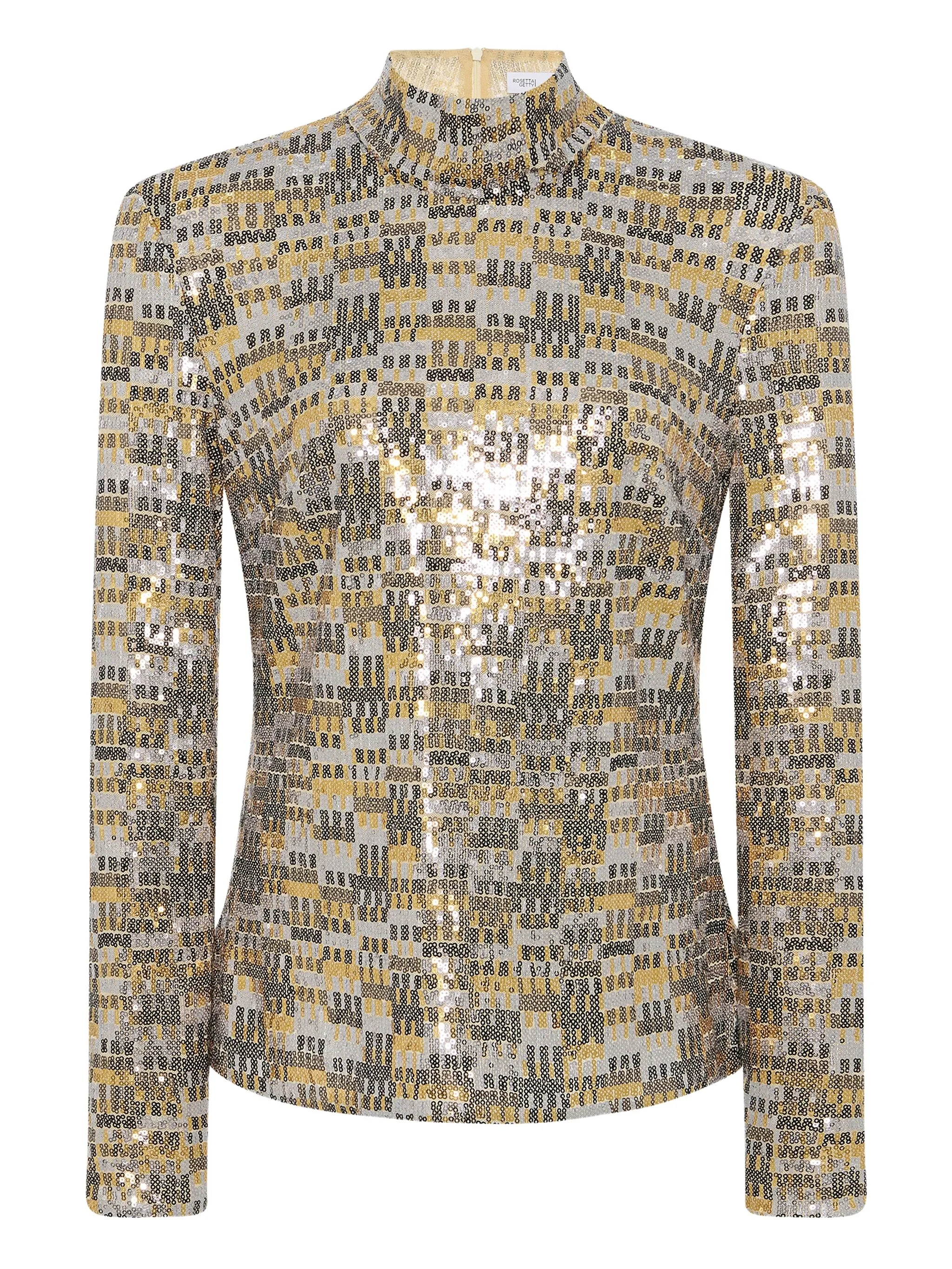 

Топ с высоким воротником и пайетками Rosetta Getty, золотистый