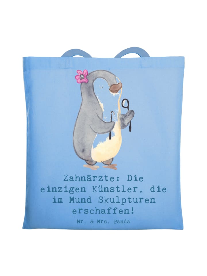 

Mr. & Mrs. Panda Тканевая сумка для стоматолога/художника с надписью небесно-голубого цвета